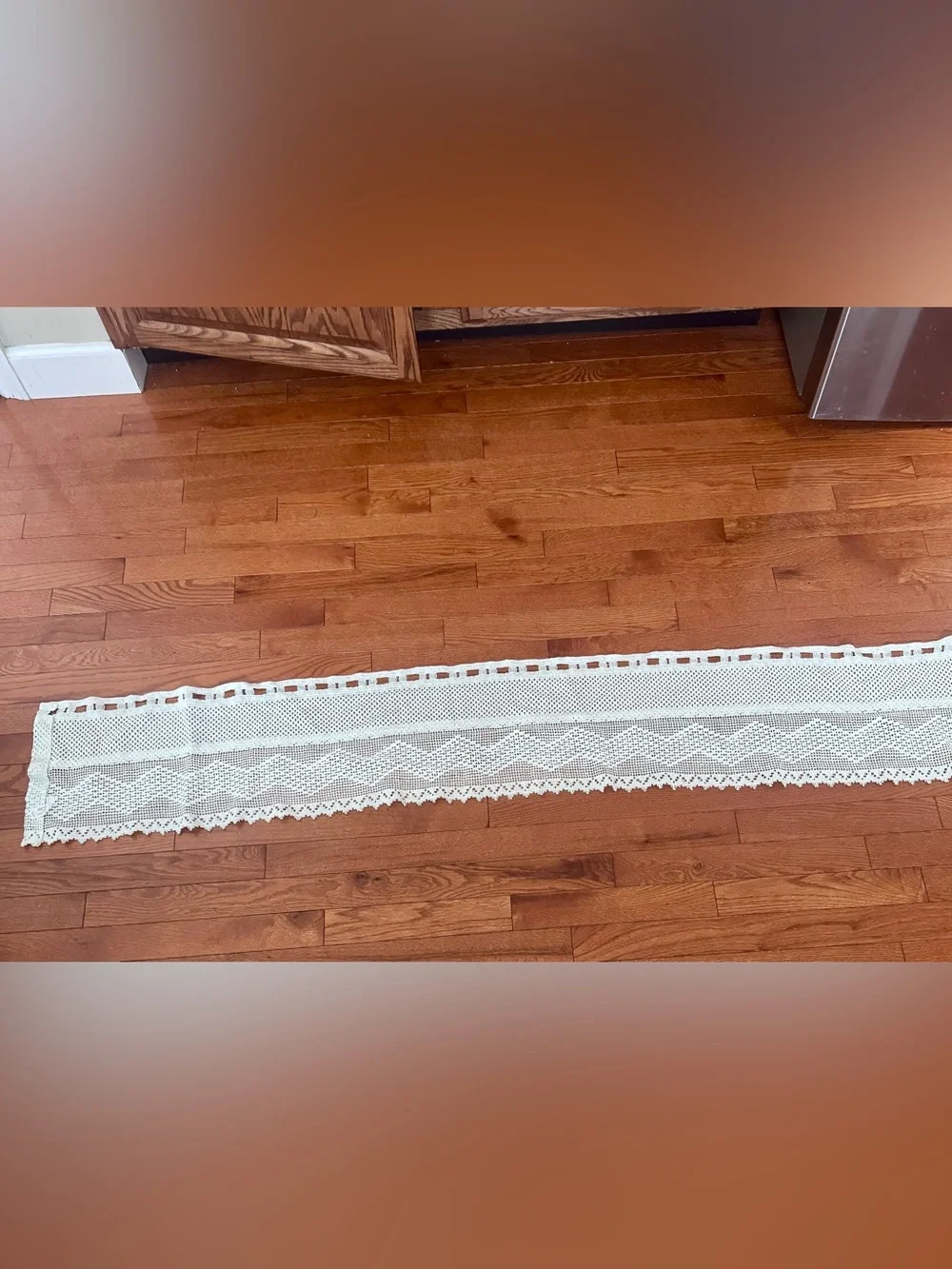 Vintage Sears Cream Crochet Lace Curtain Valance